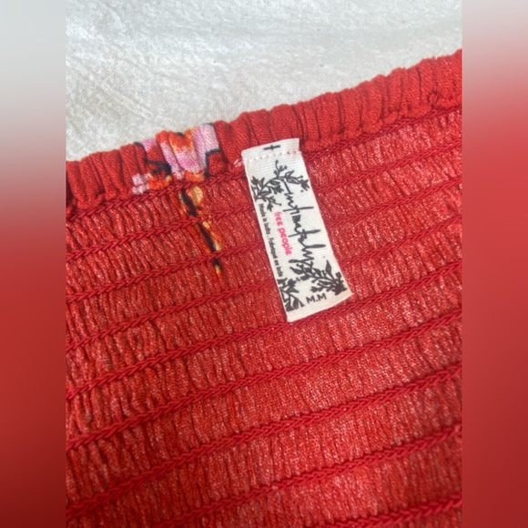 intimately free people beau red floral smocked maxi sundress - Picture 9 of 11